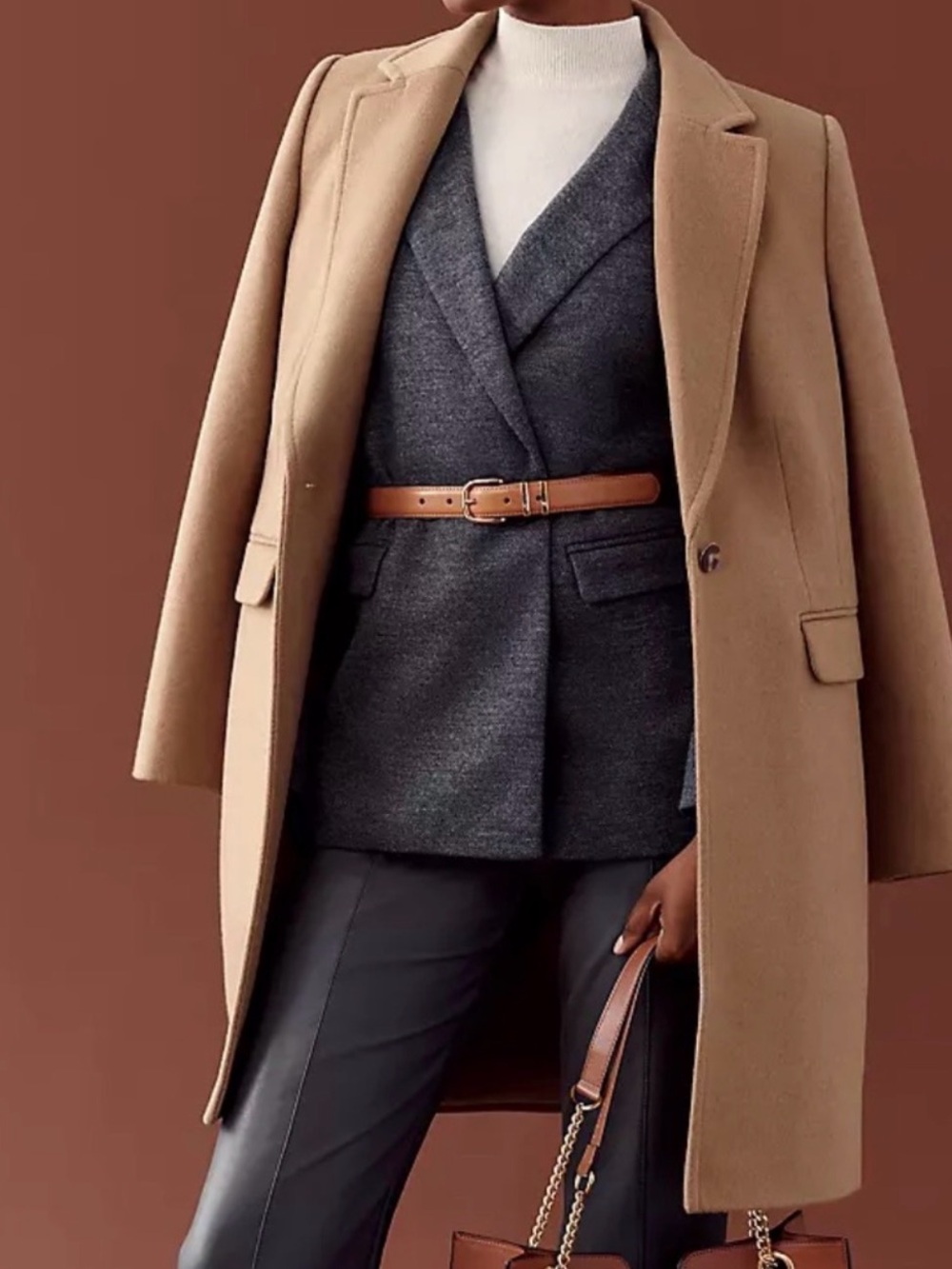 Ann Taylor Chesterfield Camel Coat,Large - Picture 2 of 11
